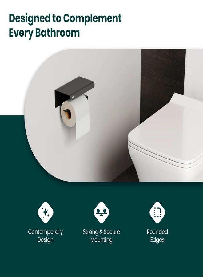 U-S-F BATH ACCESSORIES حامل لفافة ورق التواليت من يو إس إف باث أكسسوارات للحمام، حامل ورق تواليت من الفولاذ المقاوم للصدأ 304، حامل لفافة ورق التواليت، أدوات الحمام (أسود، مربع) - Image 3